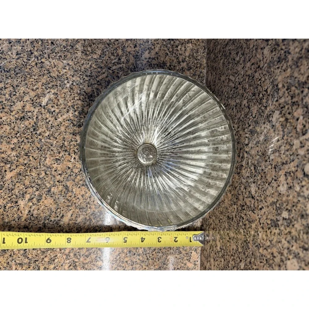 Pottery Barn Silver Mercury Glass Bowl Ribbed Decorative Centerpiece India